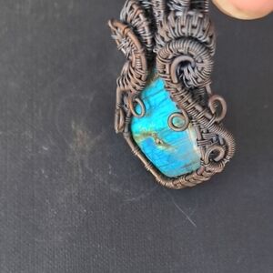 Handcrafted Wire Wrapped Blue Pendant